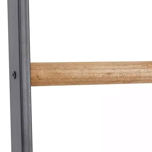 Metal and Fir Wood Leaning Ladder with Hooks