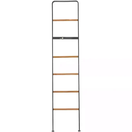 Metal and Fir Wood Leaning Ladder with Hooks
