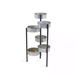 Metal and Wood 6-Pot Folding Plant Stand