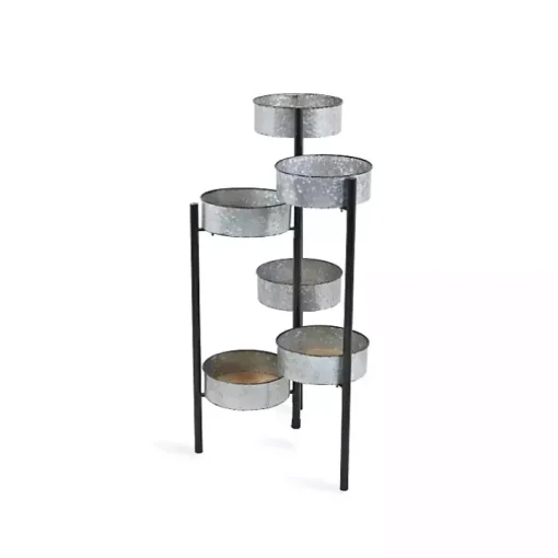 Metal and Wood 6-Pot Folding Plant Stand