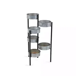 Metal and Wood 6-Pot Folding Plant Stand