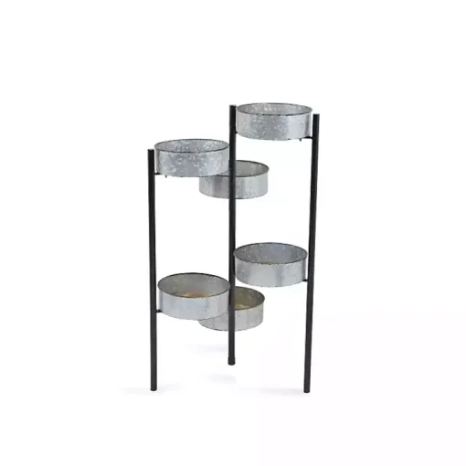 Metal and Wood 6-Pot Folding Plant Stand