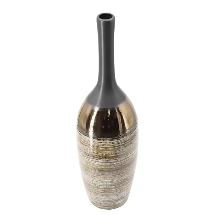 Metallic Bronze Bottle Neck Vase, 19 in.