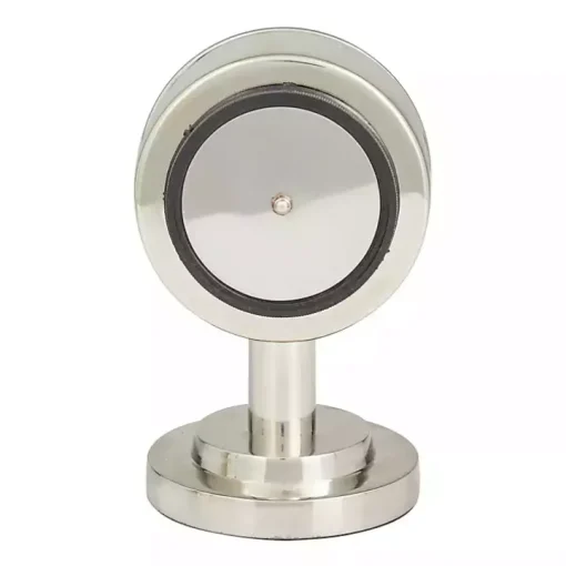 Metallic Silver Steel Beveled Base Tabletop Clock