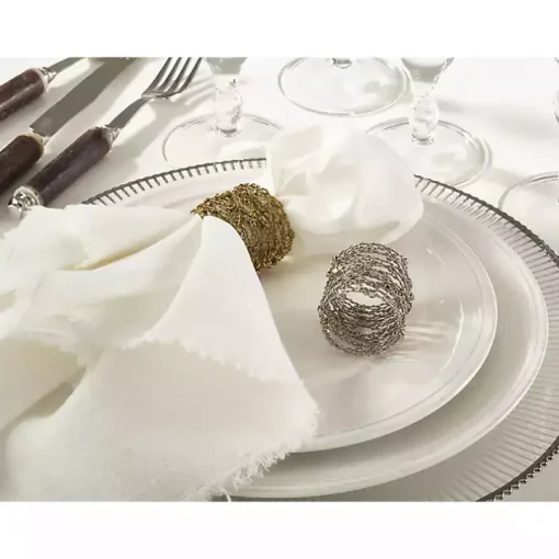 Metallic Silver Wire Napkin Rings, Set of 4