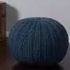 Midnight Blue Cable Knit Pouf