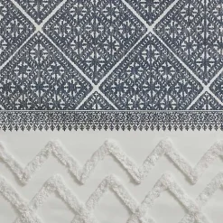 Mila Blue Horizontal Stripe Curtain Panel, 84 in.