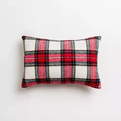 Mini Red Plaid Ho Ho Ho Christmas Pillow
