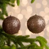 Mocha Glitter Beaded 2-pc. Ornament Set, 6 in.