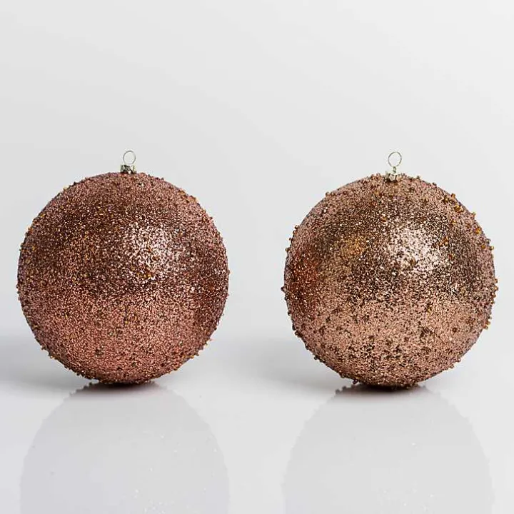 Mocha Glitter Beaded 2-pc. Ornament Set, 6 in.