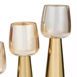 Modern Gold Base Glass 3-pc. Candle Holder Set