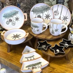 Modern White Cozy Christmas Mugs, Set of 4