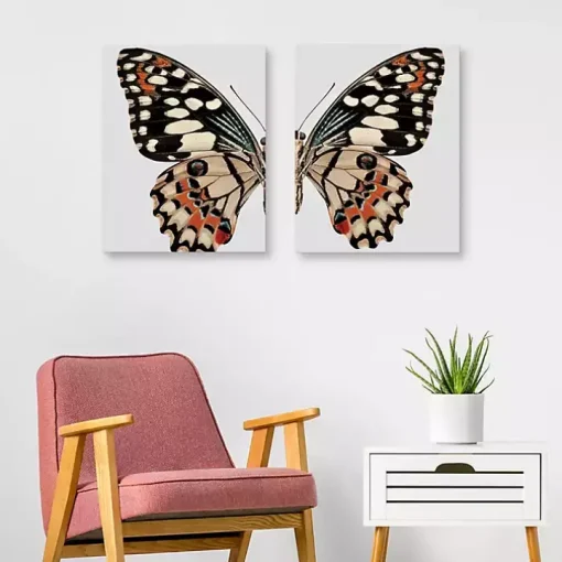 Monarch Butterfly I & II Canvas Prints, Set of 2