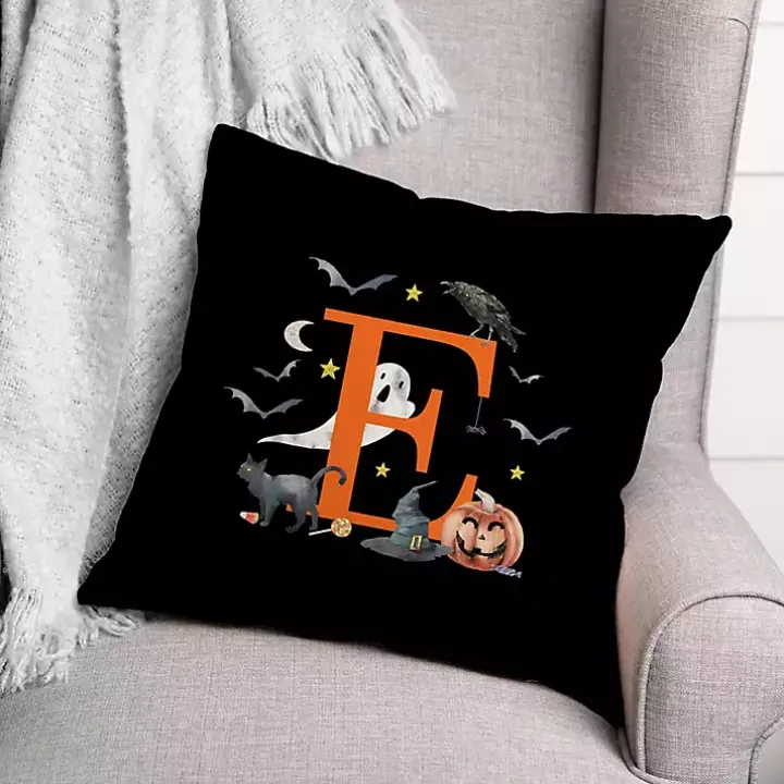 Monogram E Halloween Indoor/Outdoor Pillow