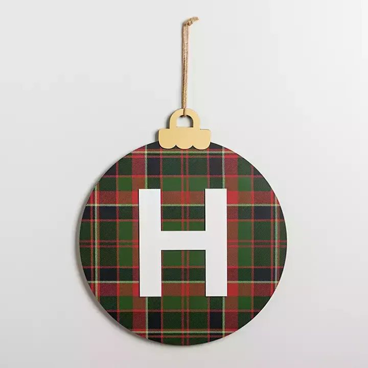 Monogram H Plaid Ornament Wall Plaque