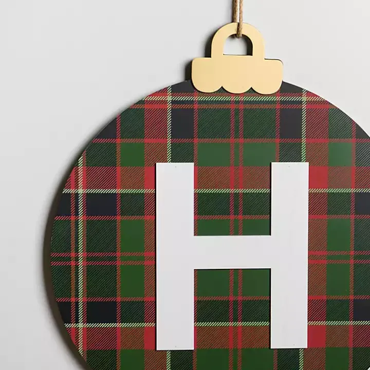 Monogram H Plaid Ornament Wall Plaque