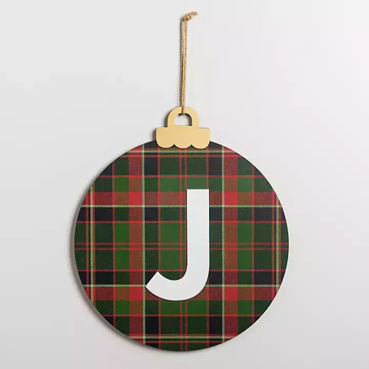 Monogram J Plaid Ornament Wall Plaque