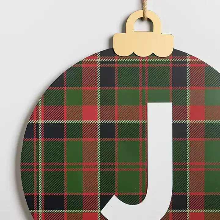 Monogram J Plaid Ornament Wall Plaque