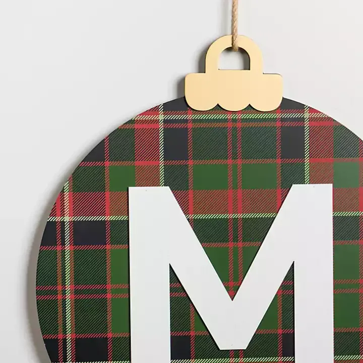 Monogram M Plaid Ornament Wall Plaque