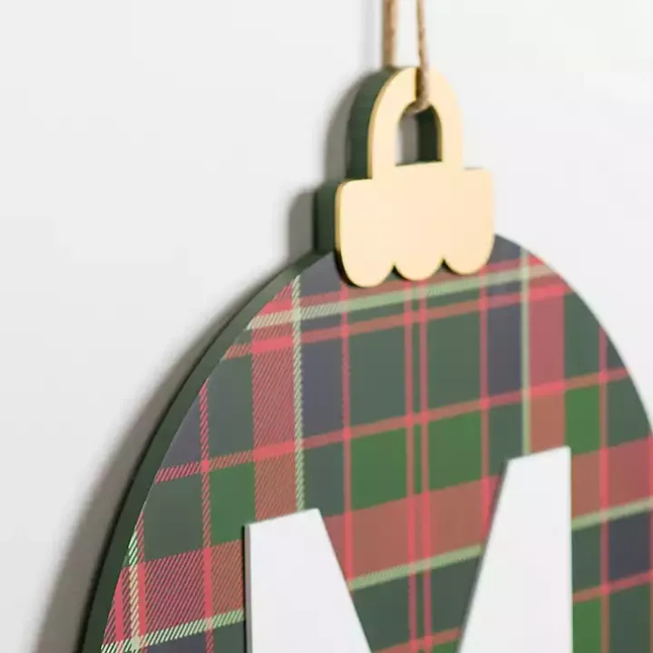 Monogram M Plaid Ornament Wall Plaque