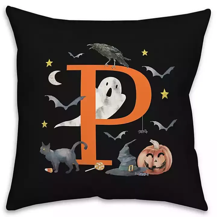 Monogram P Halloween Indoor/Outdoor Pillow