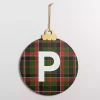 Monogram P Plaid Ornament Wall Plaque