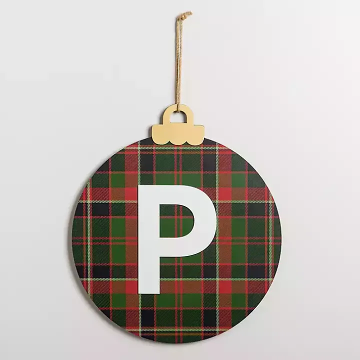 Monogram P Plaid Ornament Wall Plaque