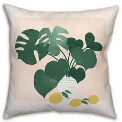 Monstera and Lemons Outdoor Pillow
