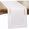 Moonbeam White Hemstitch Border Table Runner
