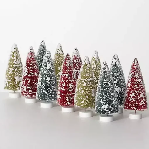 Multicolor Bottlebrush Christmas Trees, Set of 12