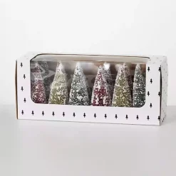 Multicolor Bottlebrush Christmas Trees, Set of 12
