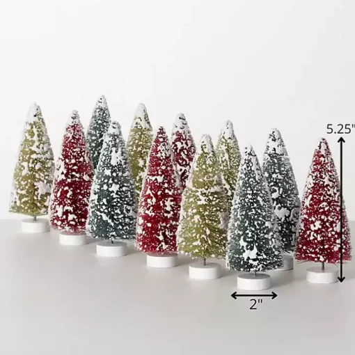 Multicolor Bottlebrush Christmas Trees, Set of 12