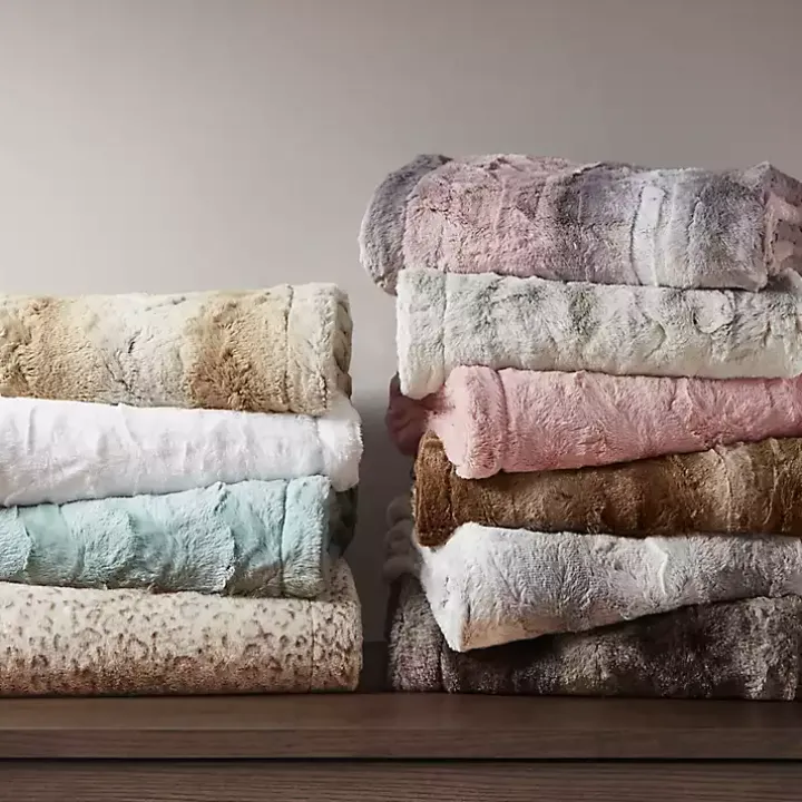 Multicolor Faux Fur Oversized Throw Blanket