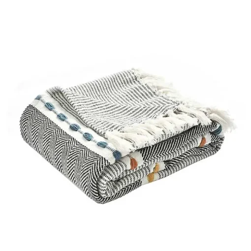 Multicolor Herringbone Stripe Throw