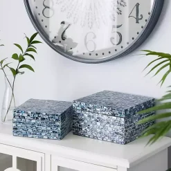 Multicolor Mother of Pearl Coastal Boxes, Set of 2