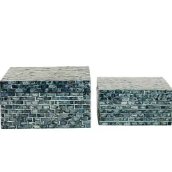 Multicolor Mother of Pearl Coastal Boxes, Set of 2