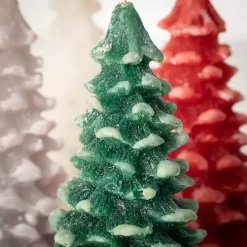 Multicolor Pine Tree Candles, Set of 3