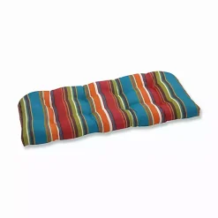 Multicolor Striped Outdoor Loveseat Cushion