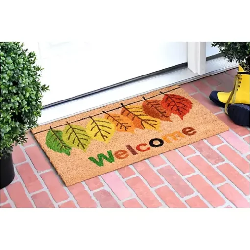 Multicolor Welcome Fall Leaves Doormat, 29x17 in.