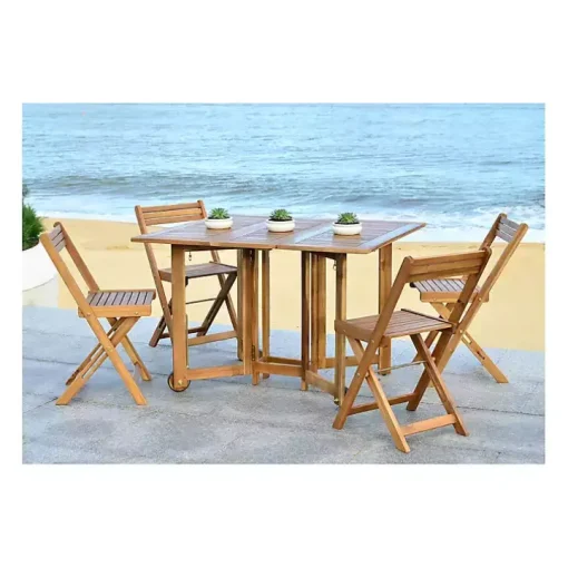 Natural Acacia Wood 4-pc. Foldable Dining Set