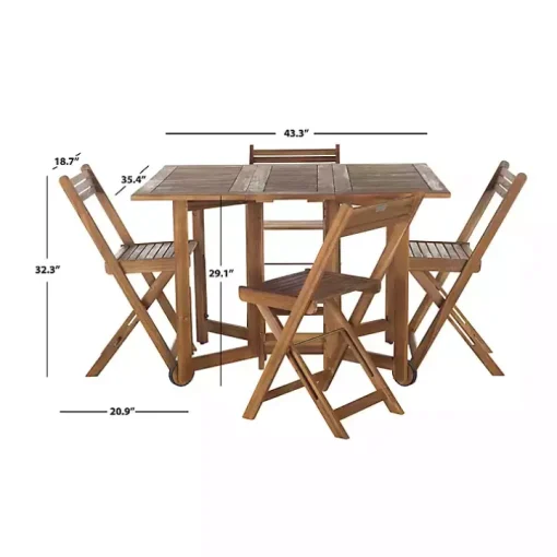 Natural Acacia Wood 4-pc. Foldable Dining Set