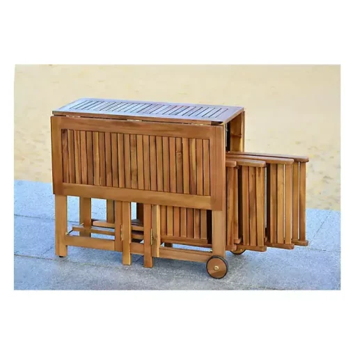 Natural Acacia Wood 4-pc. Foldable Dining Set