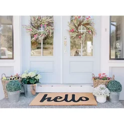 Natural and Black Coir Hello Doormat, 29x17 in.