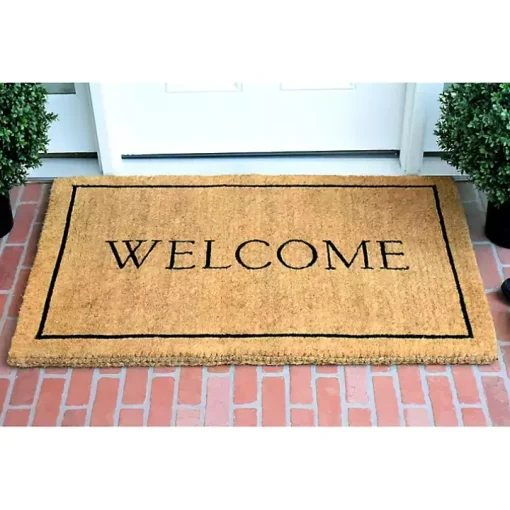 Natural and Black Welcome Doormat, 48x30 in.