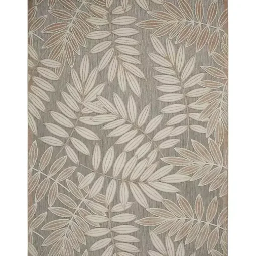 Natural Botanical Leaves Outdoor Area Rug, 9x13