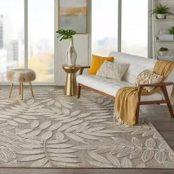 Natural Botanical Leaves Outdoor Area Rug, 9x13