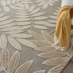 Natural Botanical Leaves Outdoor Area Rug, 9x13