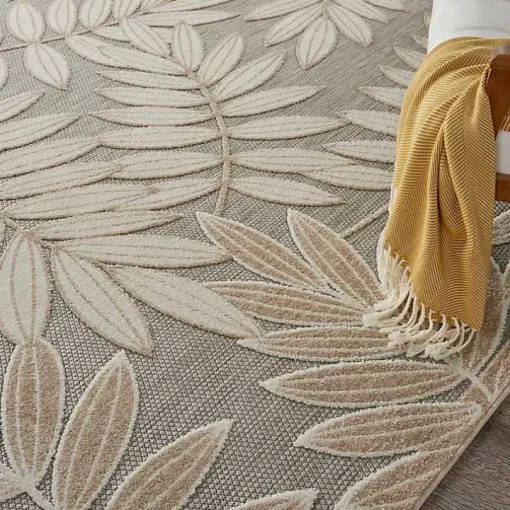 Natural Botanical Leaves Outdoor Area Rug, 9x13