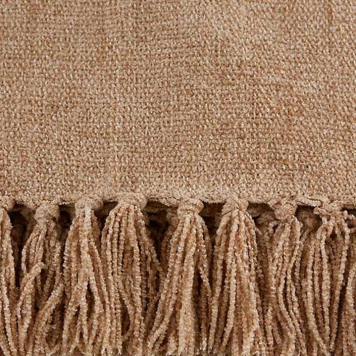 Natural Chenille Fringe Throw