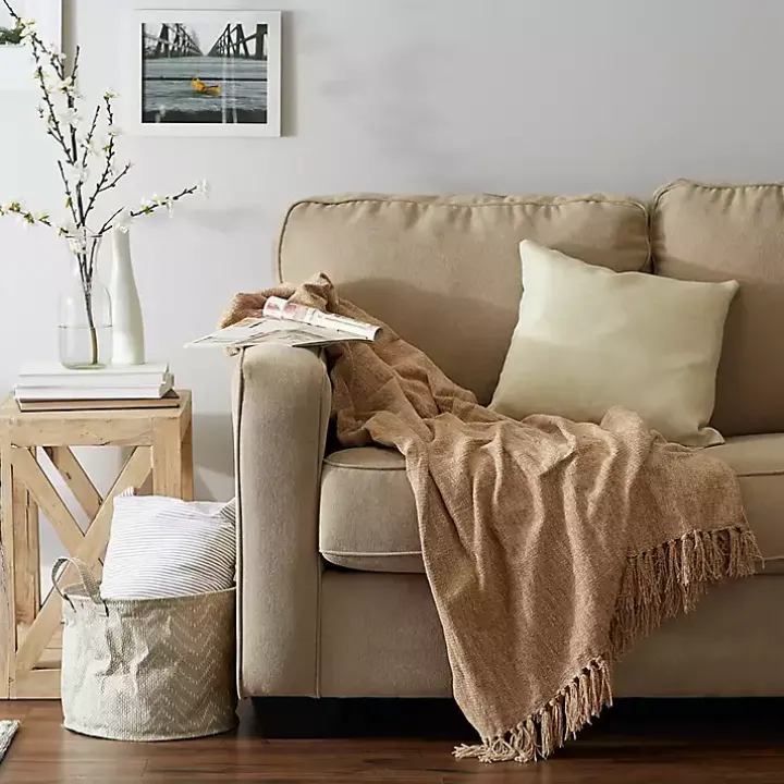 Natural Chenille Fringe Throw